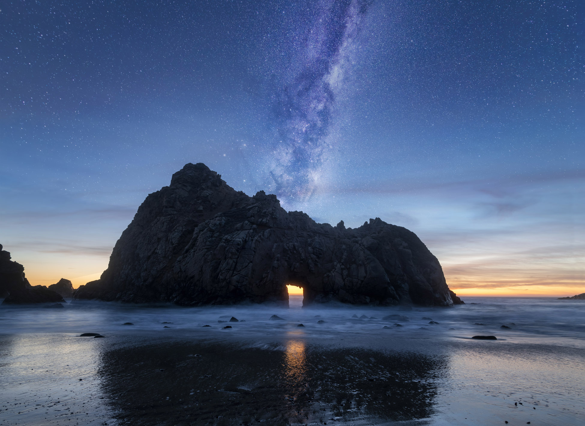 Pfeiffer Beach at sunset under the stars