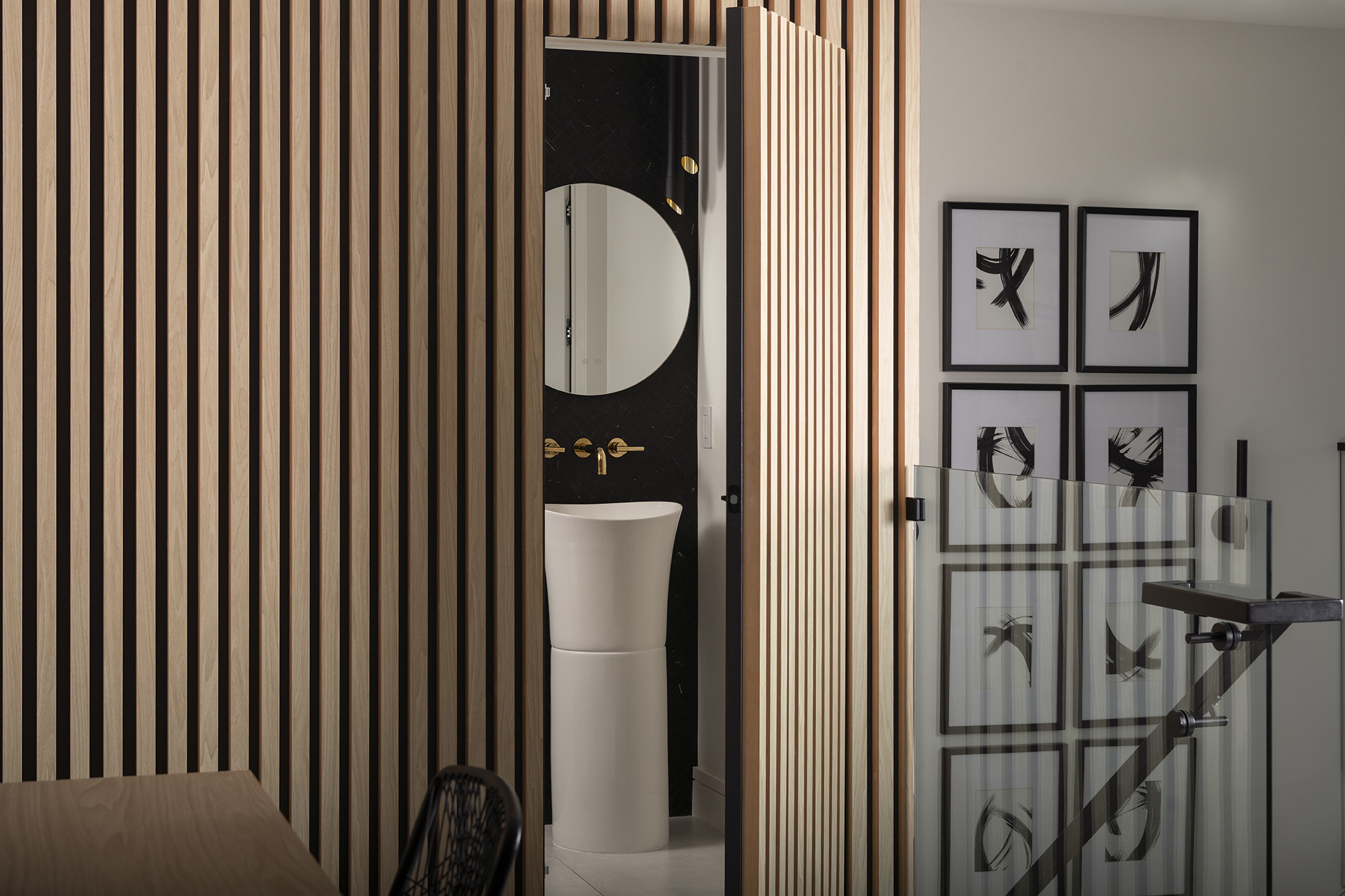 Powder room feature wall