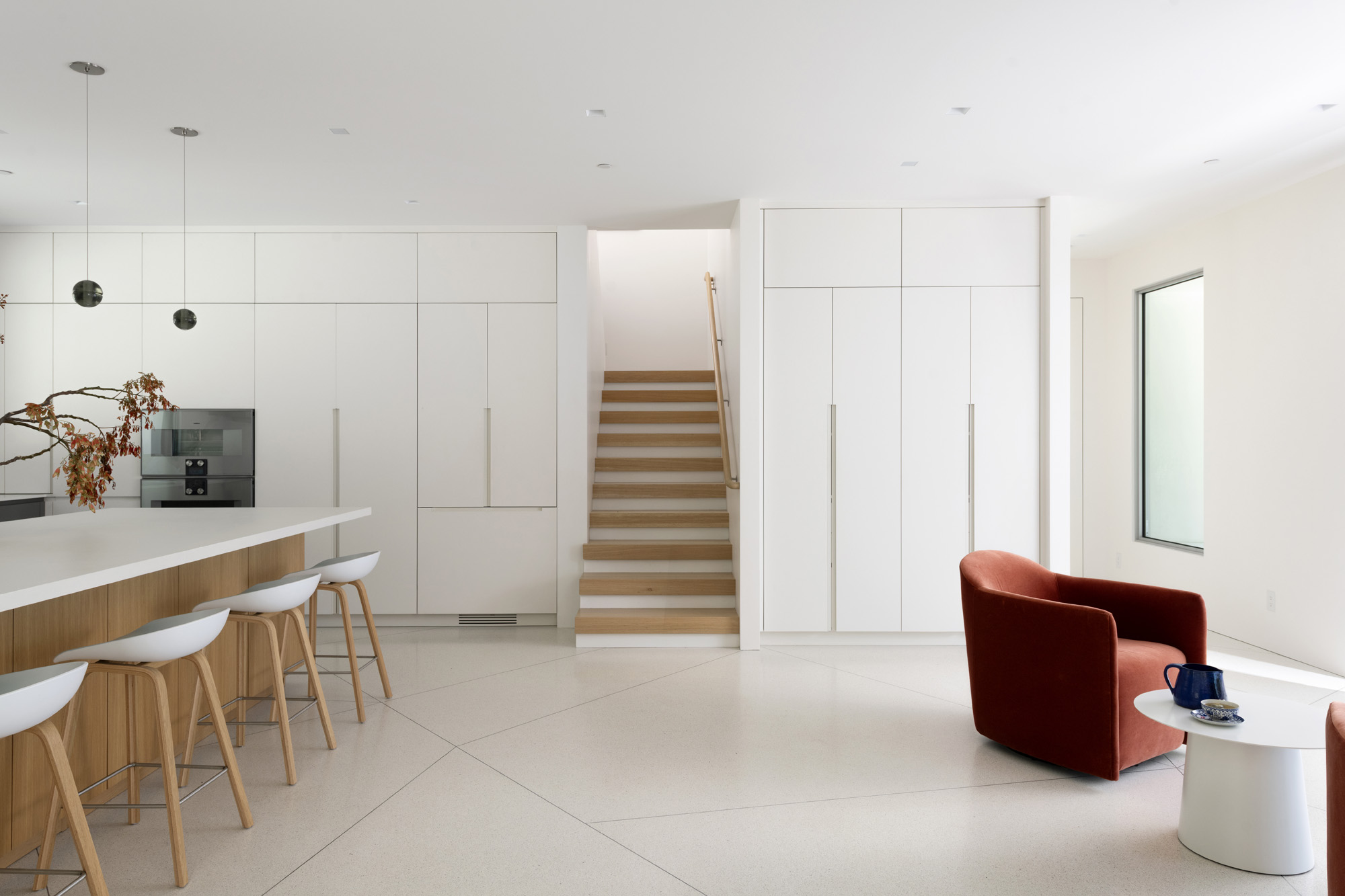 Stairwell, bright sunlit interior