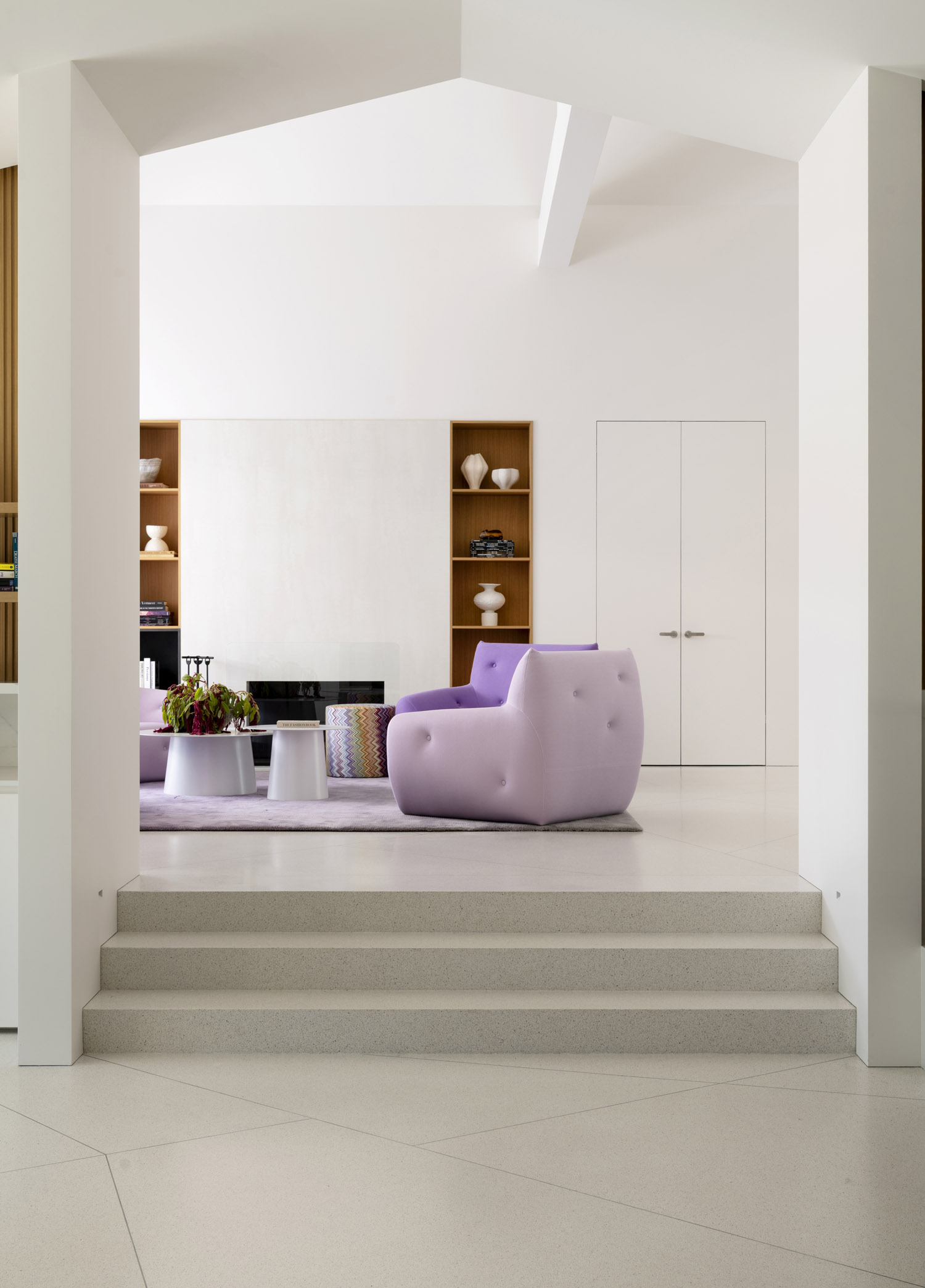 Living room archway and stairwell, Bunker Hill Residence