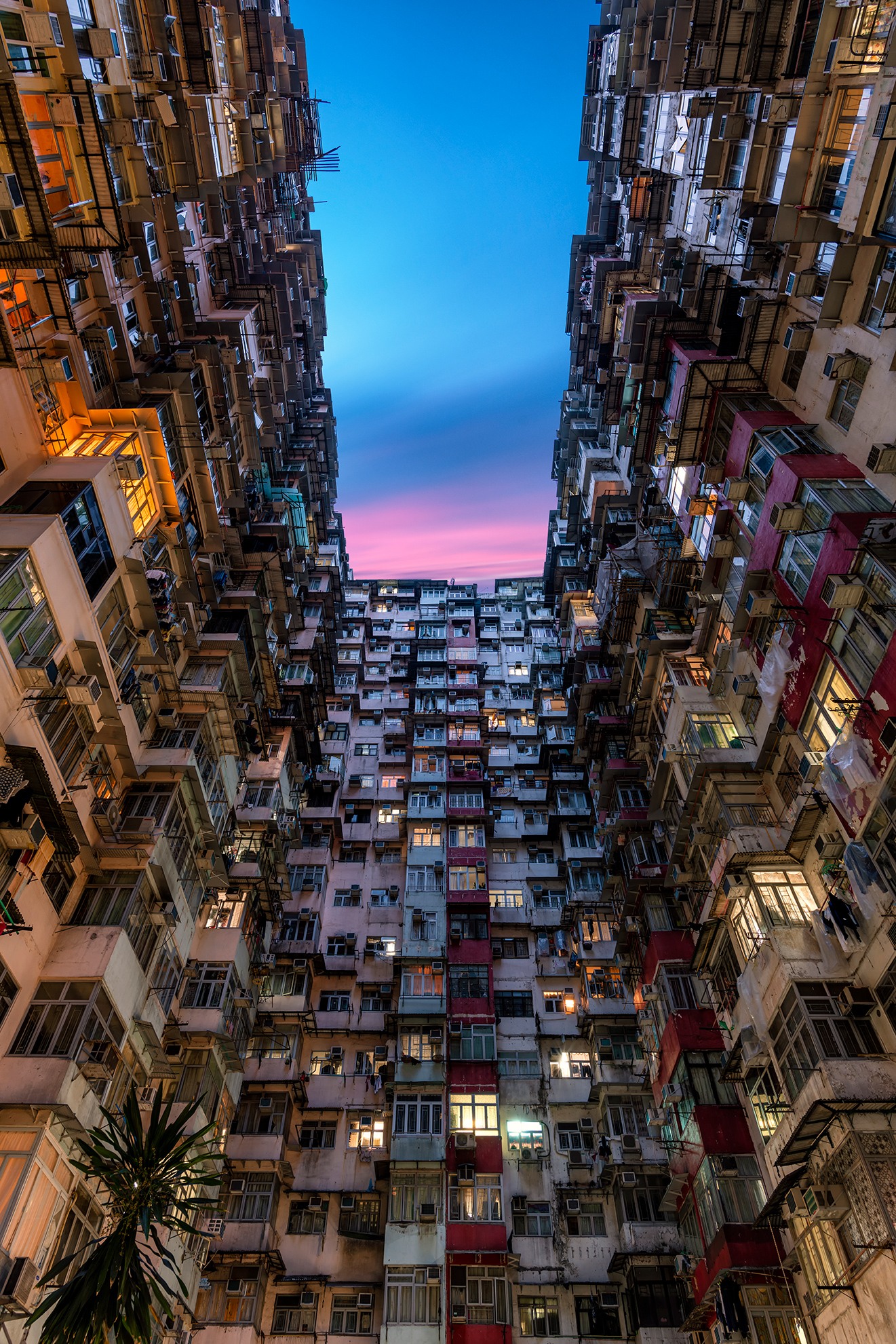 Yick Fat Building, Hong Kong, at sunset