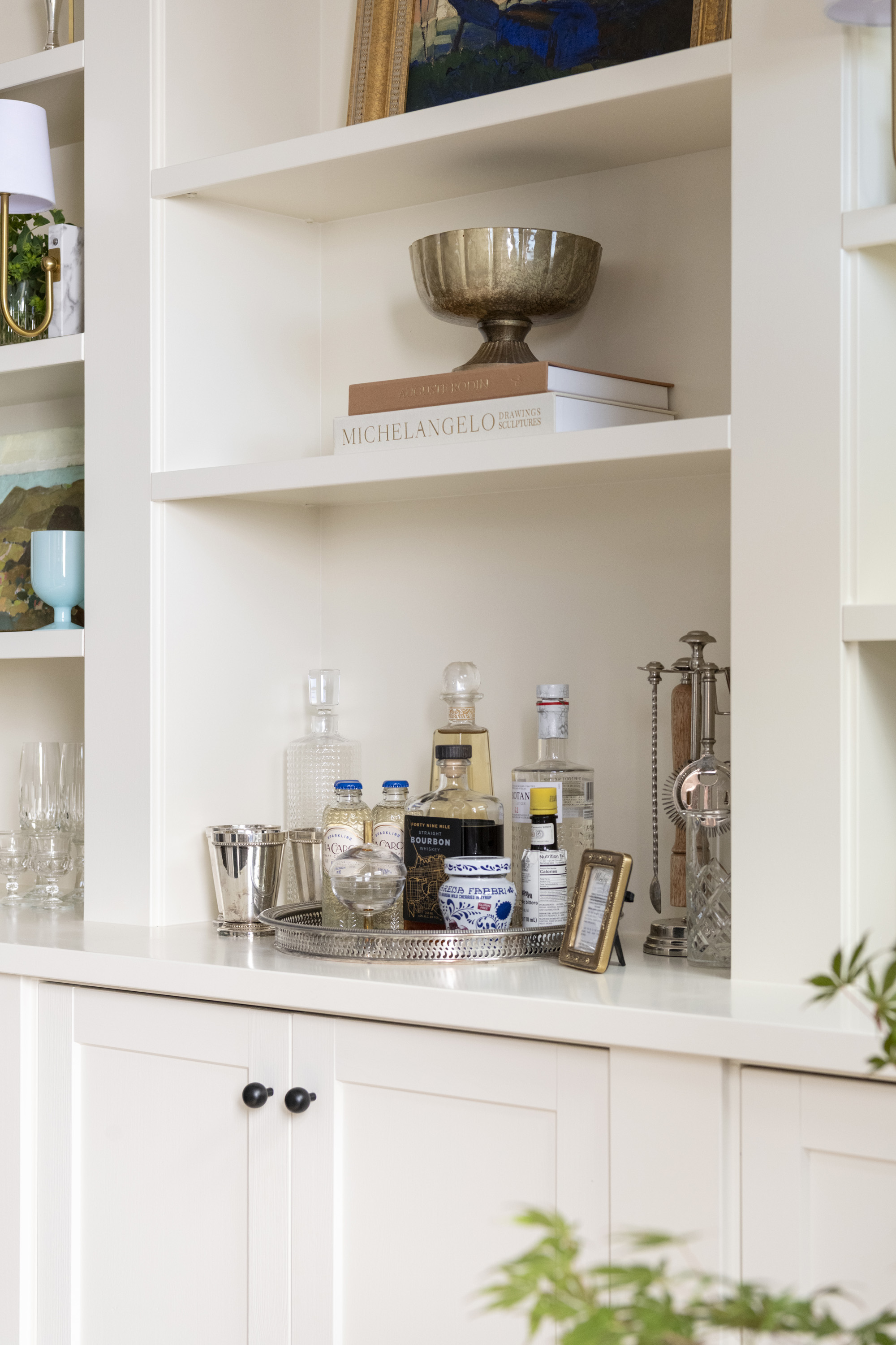 Entryway shelving, detail