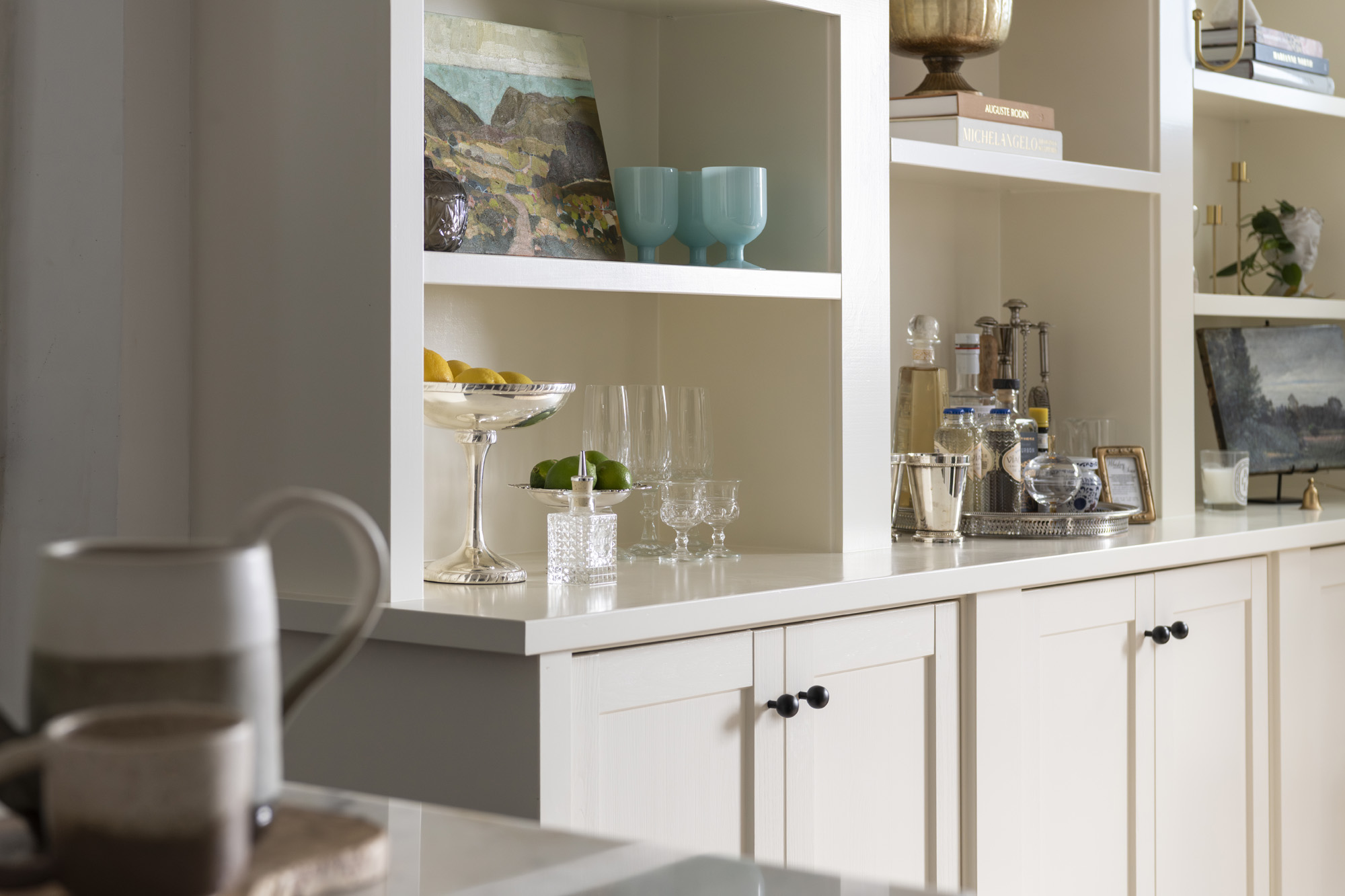 Entryway shelving, detail