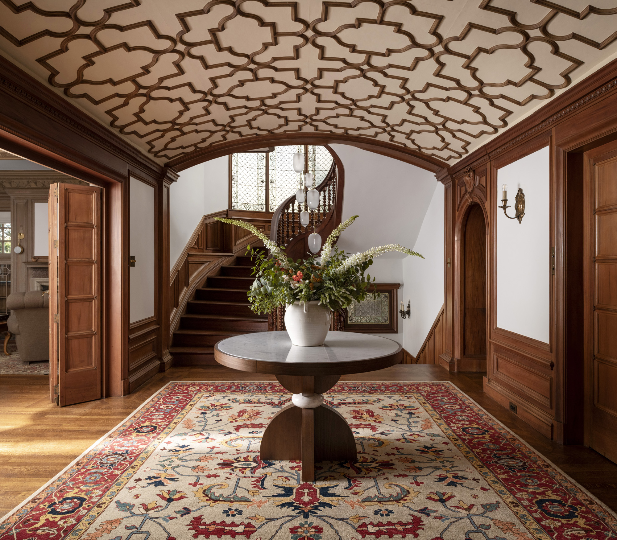 Restored arched ceiling in the entry foyer