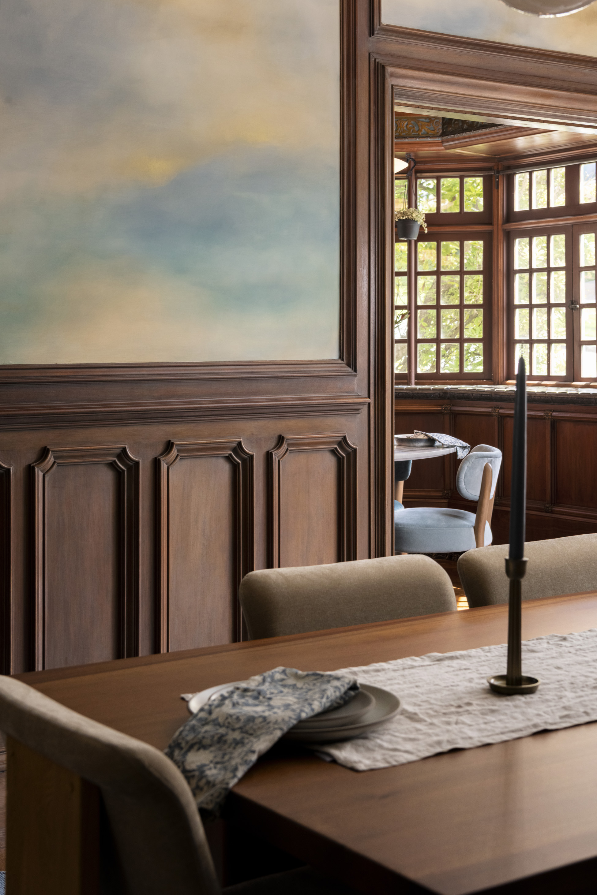 Dining room custom wood wainscoting
