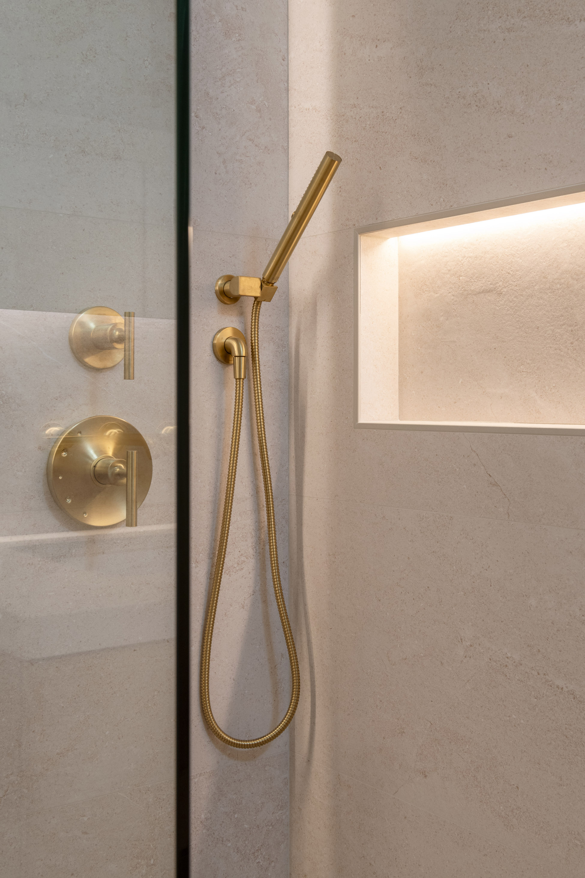 Modern contemporary stone bath shower - architectural photography