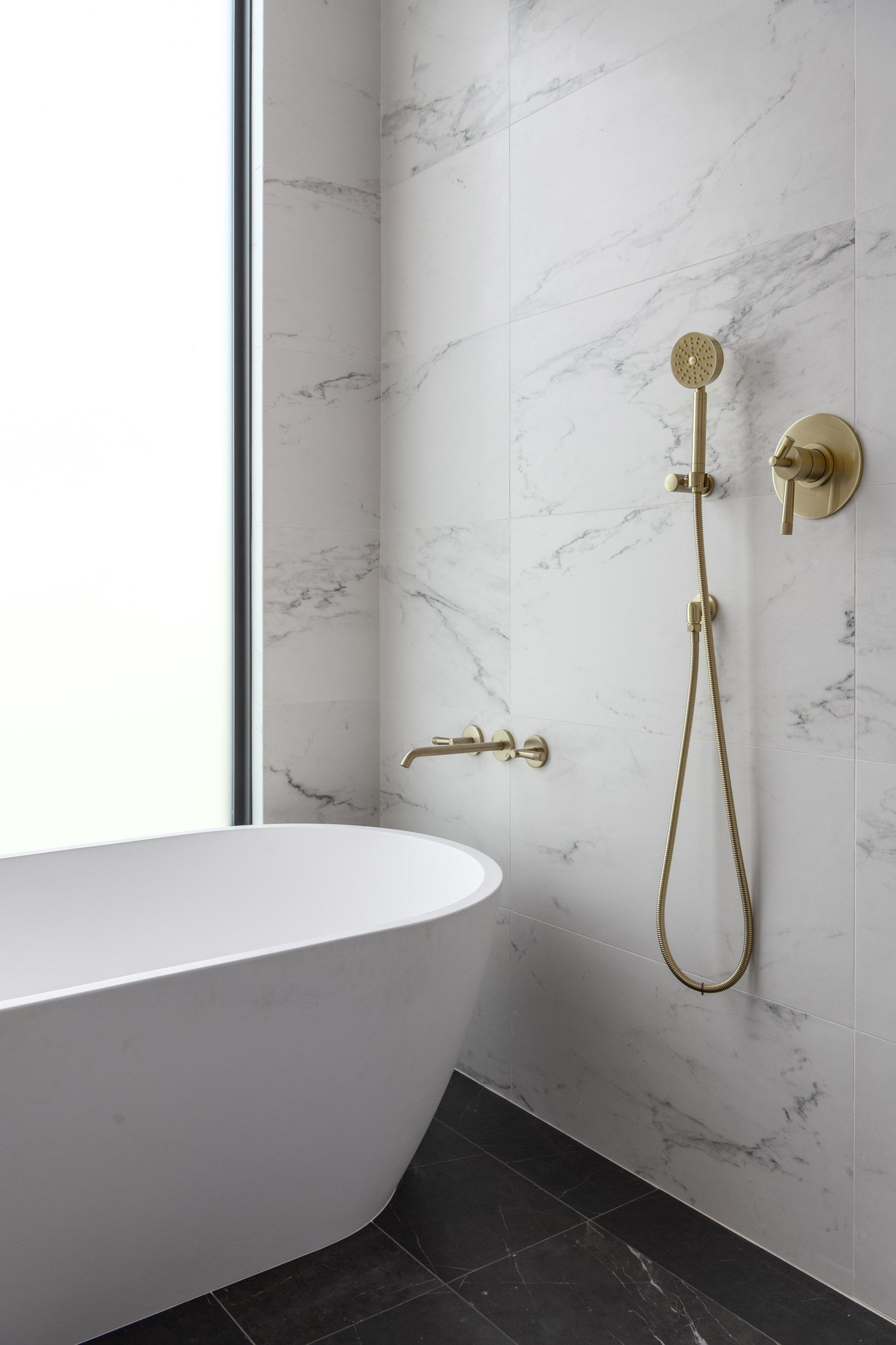 SF modern remodel wall feature hidden half bath