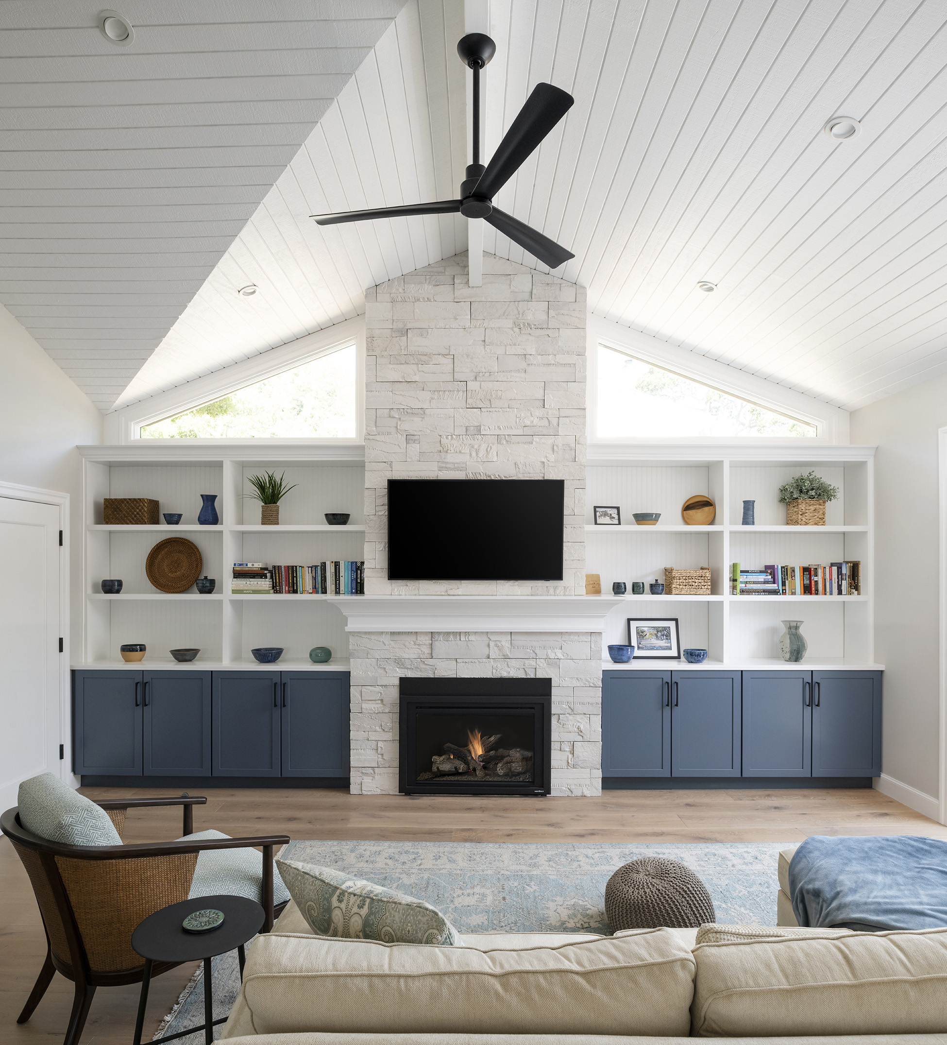 SF Victorian interior design shot of sunny family room