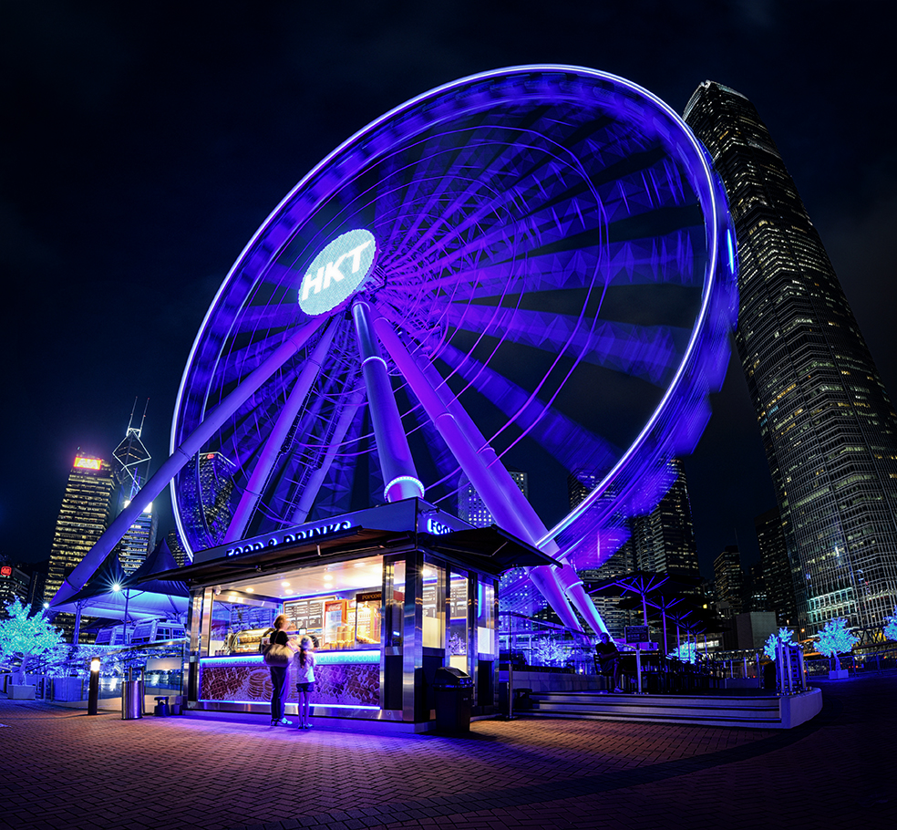 Hong Kong observation wheel ferris wheel at night