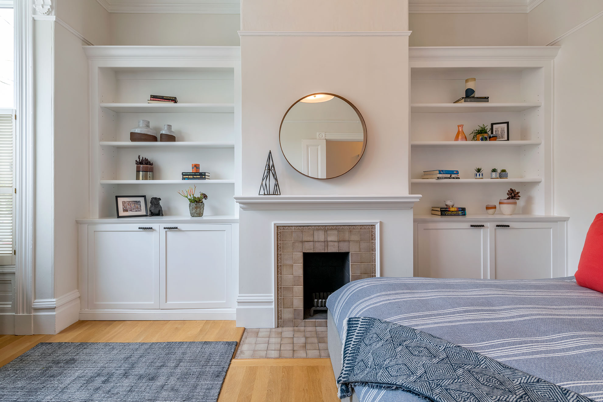 SF victorian fireplace and wall shelves