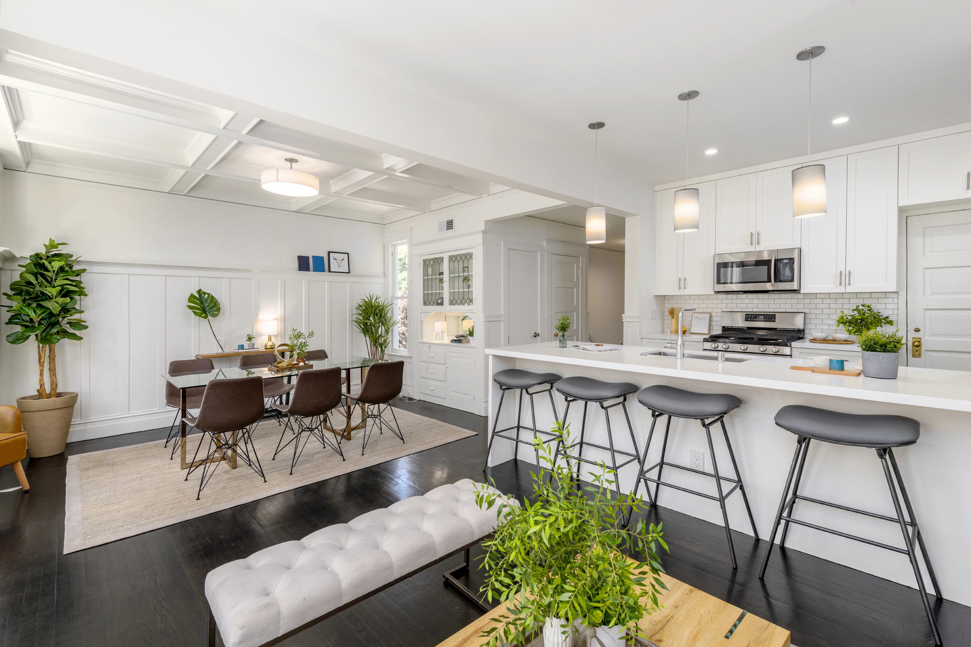 SF Edwardian remodeled open space floorplan living room