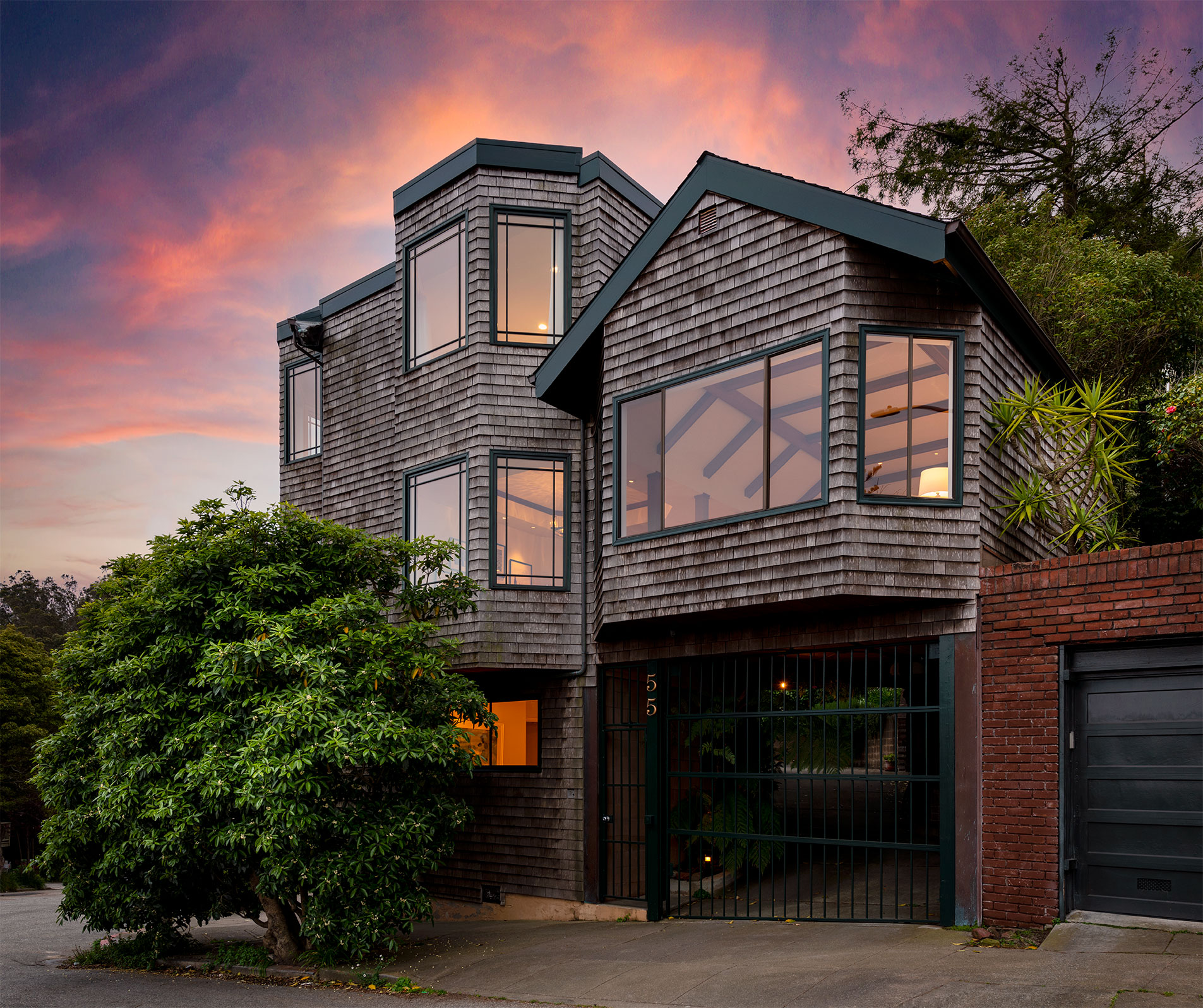 Twilight image of a house near Twin Peaks, San Francisco