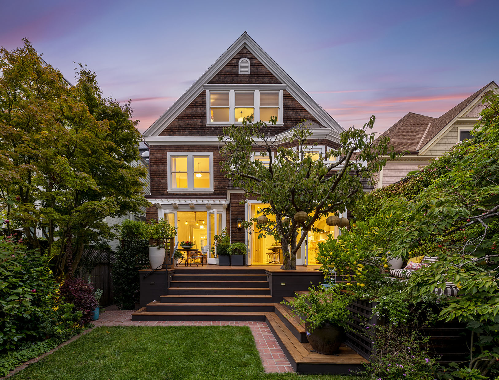 SF Pacific Heights Victorian facade twilight photography
